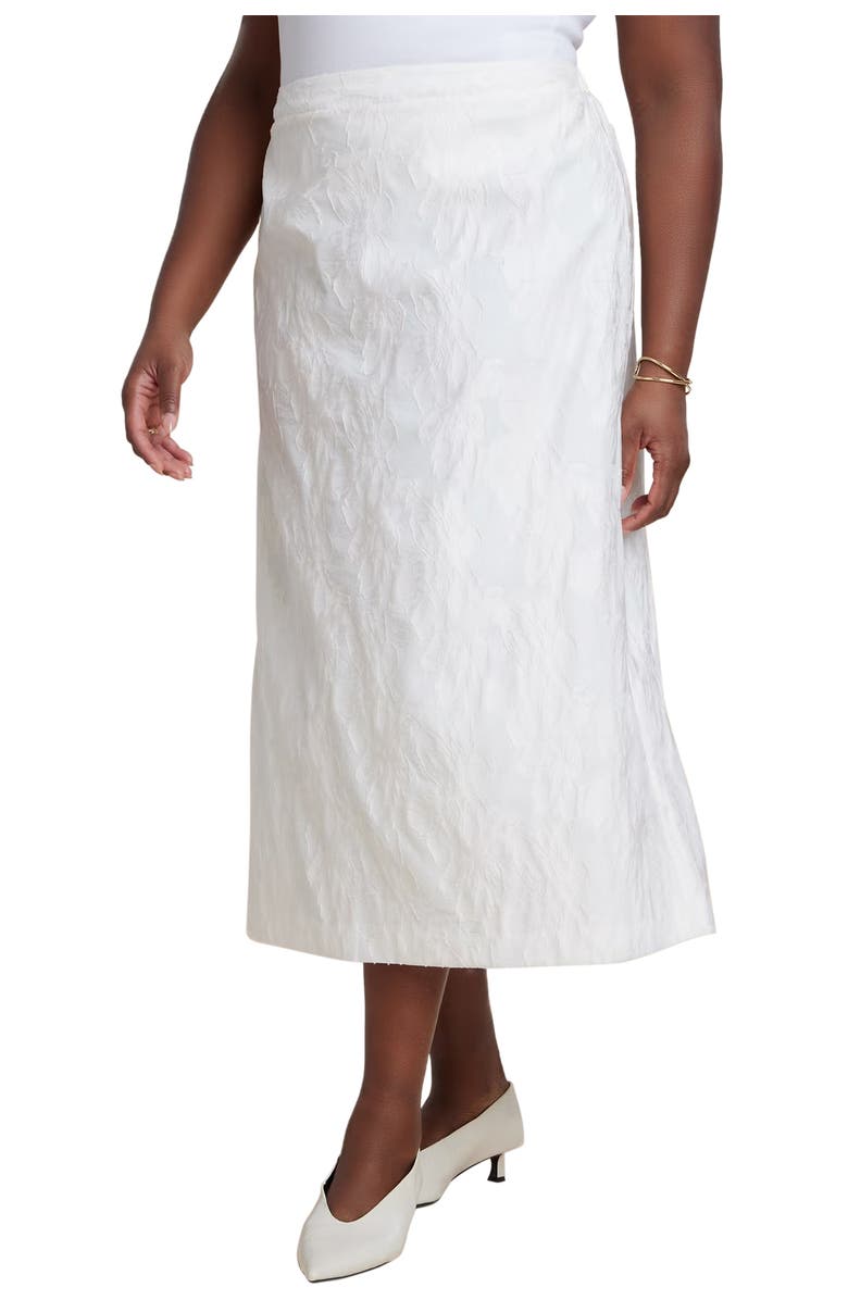 ELOQUII Floral Jacquard A Line Skirt, Main, color, Coconut Milk