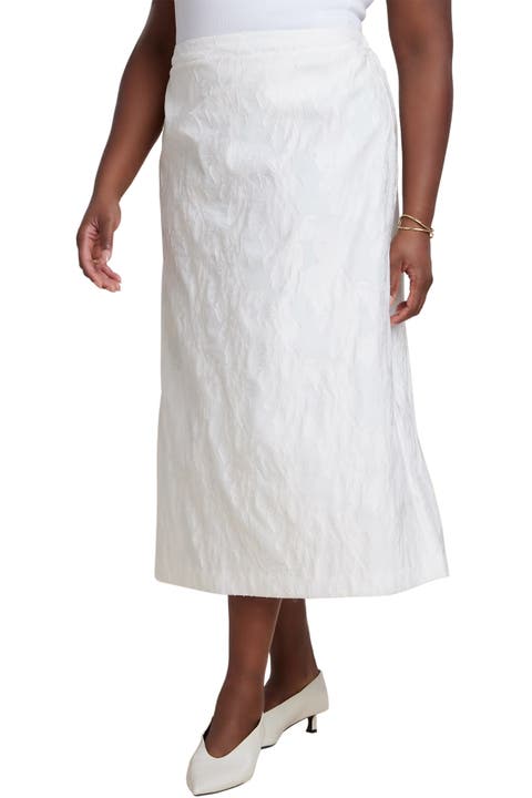Floral Jacquard A Line Skirt (Plus)