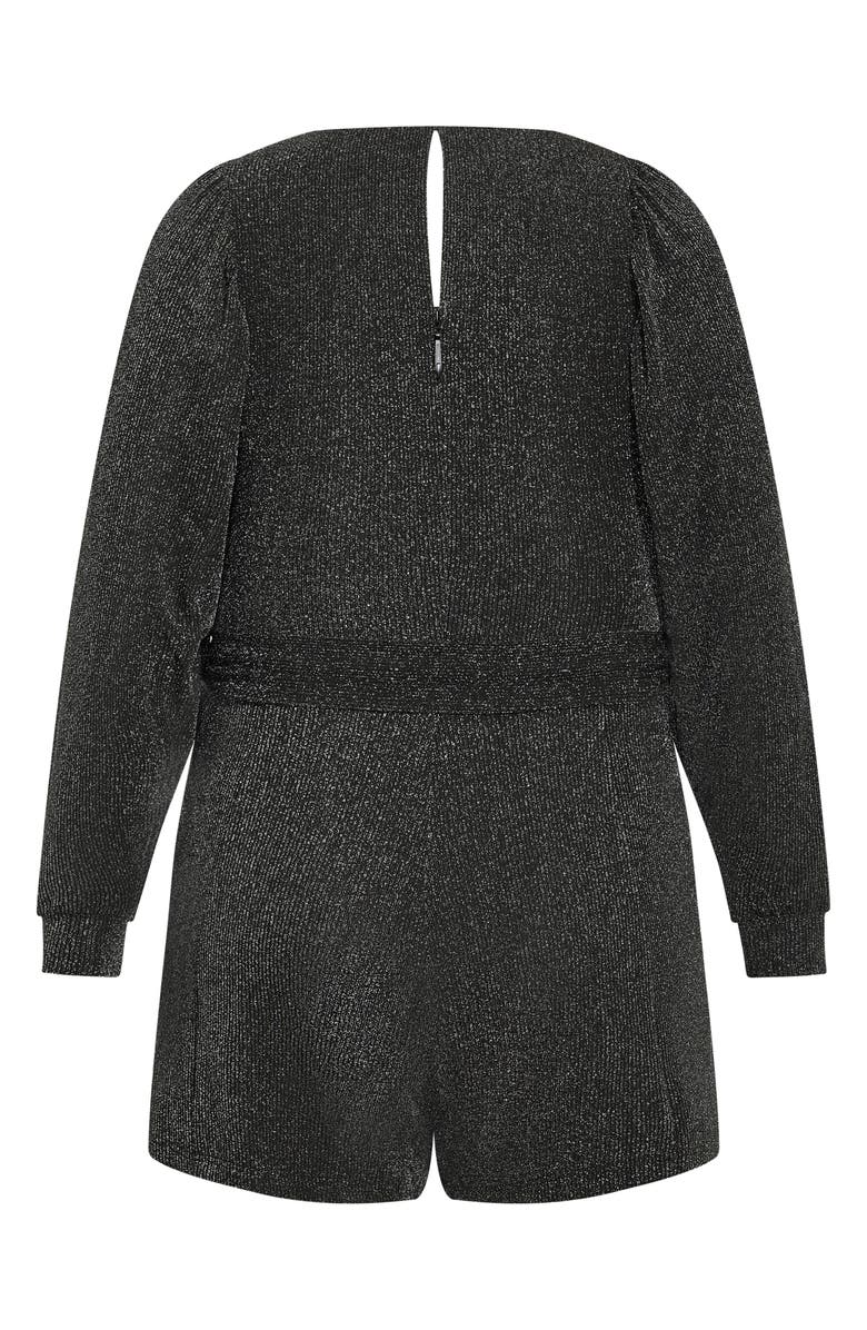 City Chic Celebration Long Sleeve Romper, Alternate, color, Gunmetal