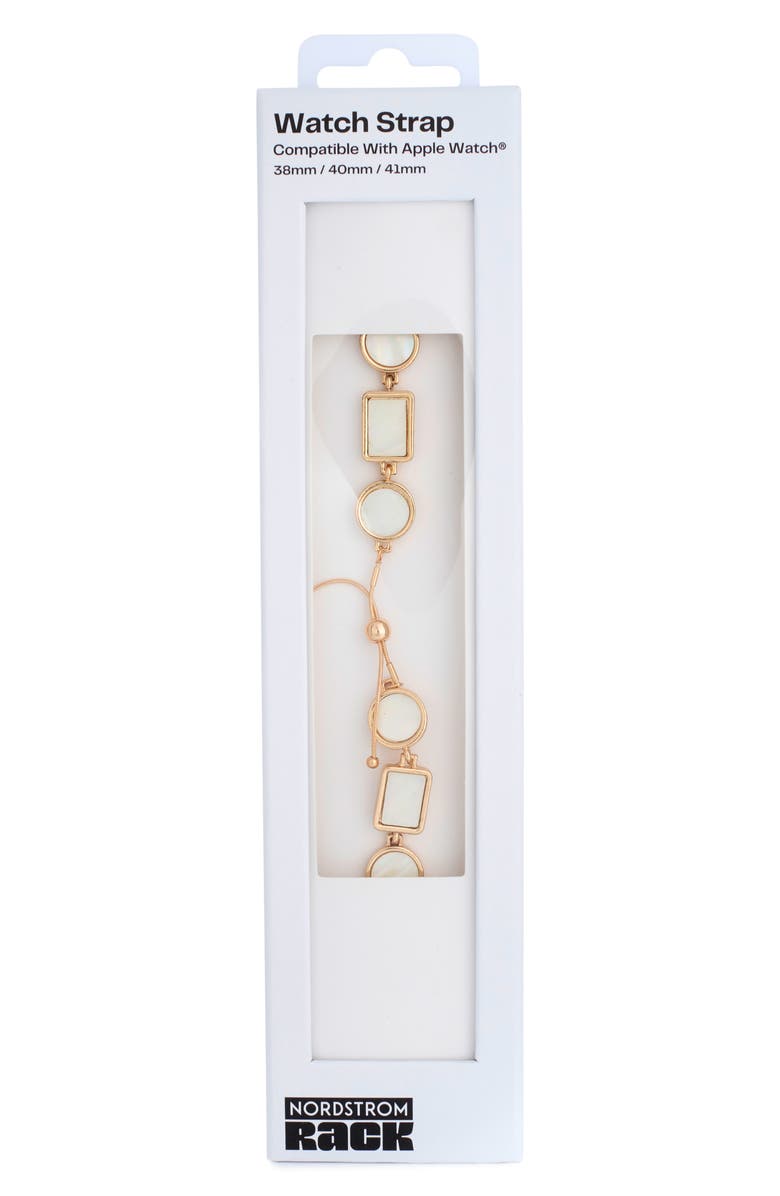 NORDSTROM RACK Mother-of-Pearl Smart Watch Strap, Alternate, color, White- Gold
