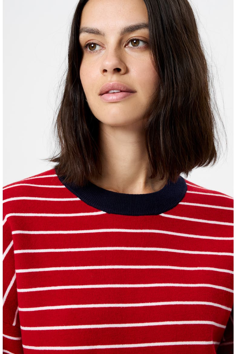 Marley Stripe Sweater, Alternate, color, CRIMSON RED-WHITE