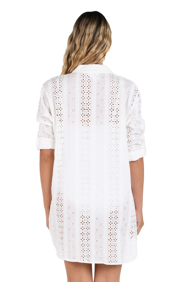 La Blanca Eyelet Cotton Cover-Up Tunic, Alternate, color, Ivory
