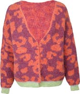 SAACHI Fuzzy Knit Leopard Print Cardigan
