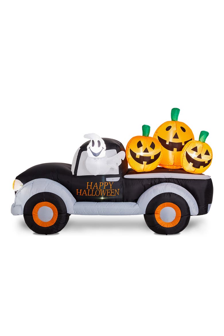 8FT Lighted Inflatable Truck with Jack-O-Lantern Pumpkins Decor, Main, color, Black