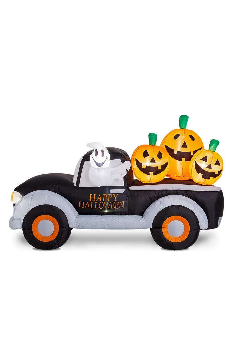 Glitzhome 8FT Lighted Inflatable Truck with Jack-O-Lantern Pumpkins Decor, Main, color, 