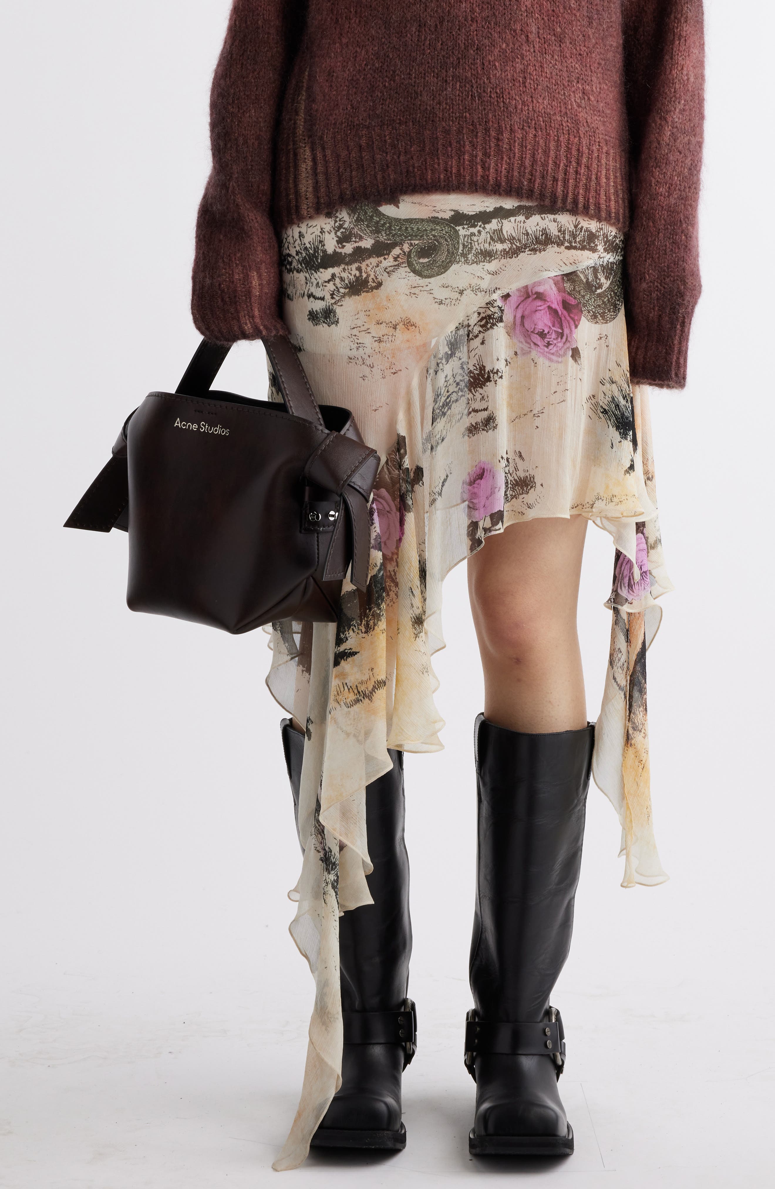 Acne Studios Mini Musubi Leather Bucket Crossbody Bag, Alternate, color, 