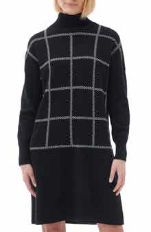 Barbour Marsha Check Jacquard Long Sleeve Wool Blend Sweater Dress