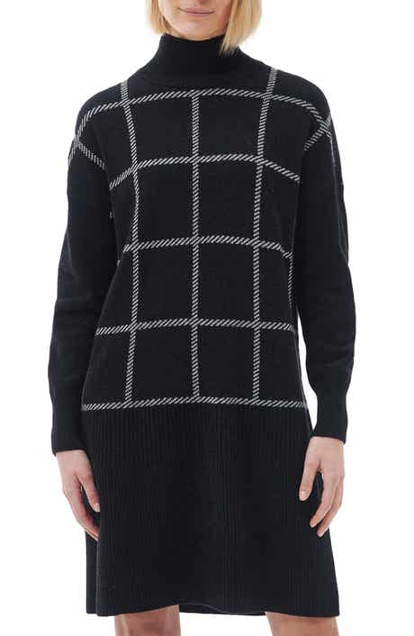 Barbour Marsha Check Jacquard Long Sleeve Wool Blend Sweater Dress
