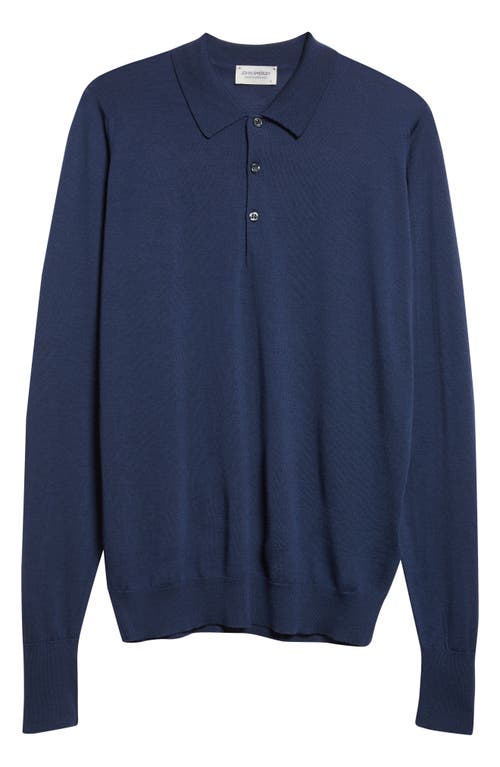John Smedley Cotswold Wool Polo Sweater In Blue