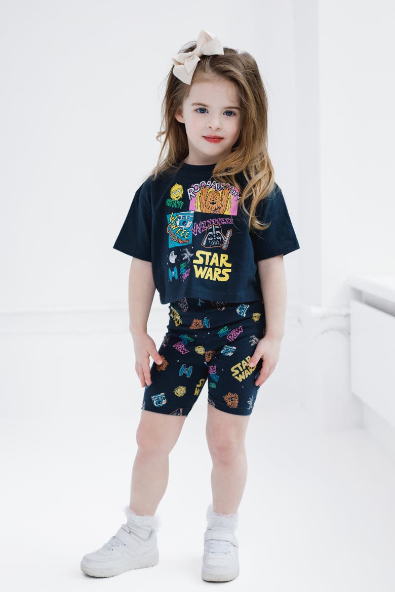 T-Shirt & Bike Shorts Set, Alternate, color, Black