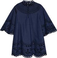 Zimmermann Mohan Broderie Anglaise Trim Denim Minidress