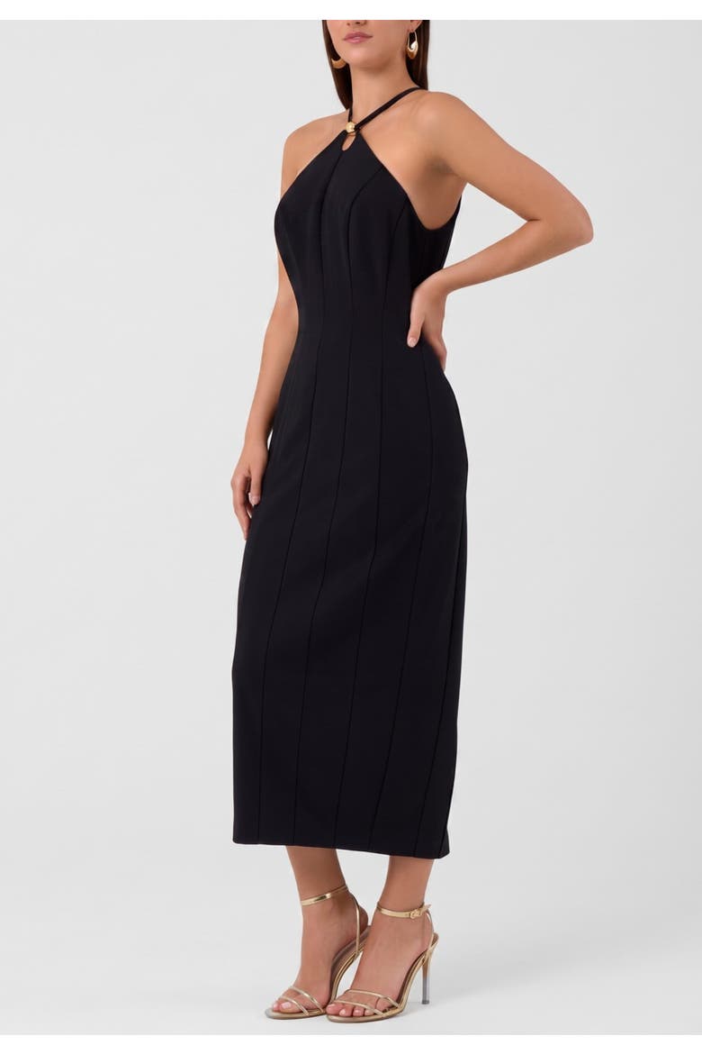 Avalon Halter Neck Midi Dress, Alternate, color, Black