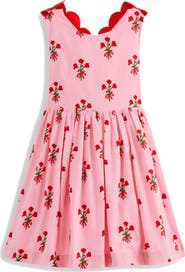Mini Boden Kids' Rose Print Heart Cross Back Dress