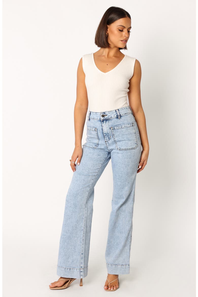 Nico Patch Pocket High Waist Wide Leg Jeans, Alternate, color, BLUE