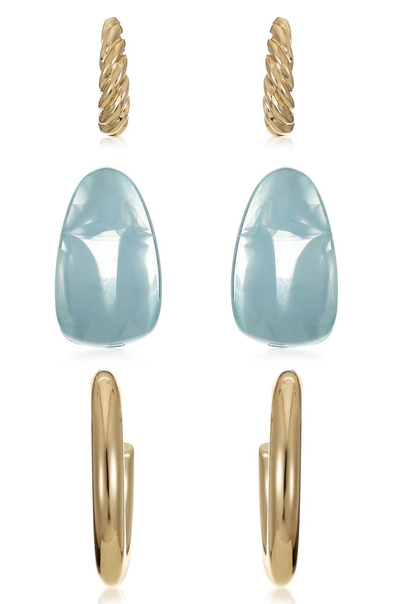 Ettika Super Set of 3 Hoop Earrings, Alternate, color, Blue Multi
