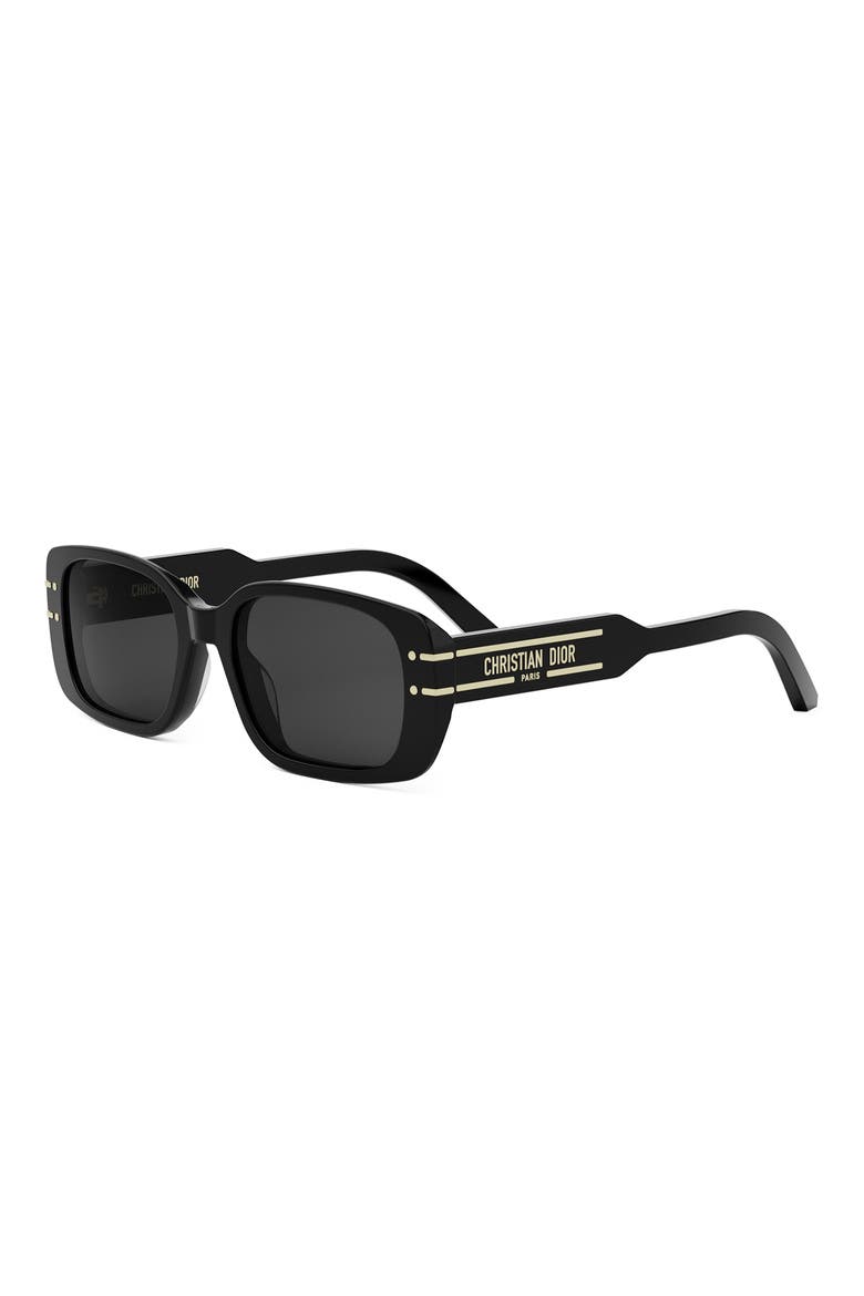 'DiorSignature S12I Rectangular Sunglasses, Alternate, color, SHINY BLACK / SMOKE