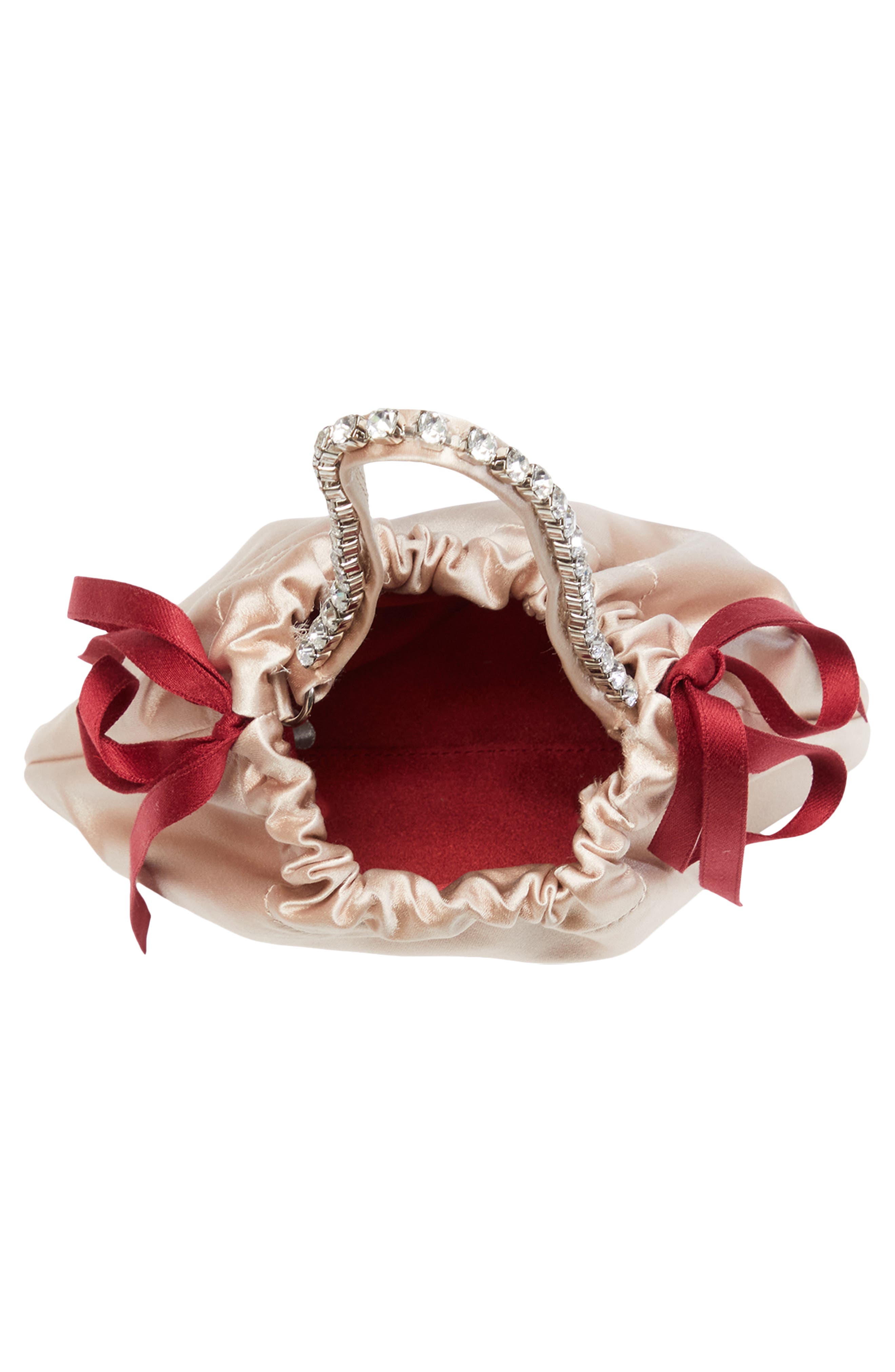 Jimmy Choo Mini Drawstring Top Handle Bag, Alternate, color, Macaron/ Ruby Red/ Silver