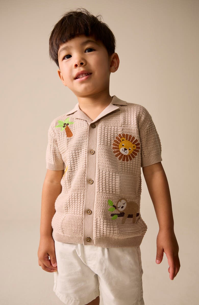 NEXT Kids' Button-Through Knit Polo, Alternate, color, Neutral