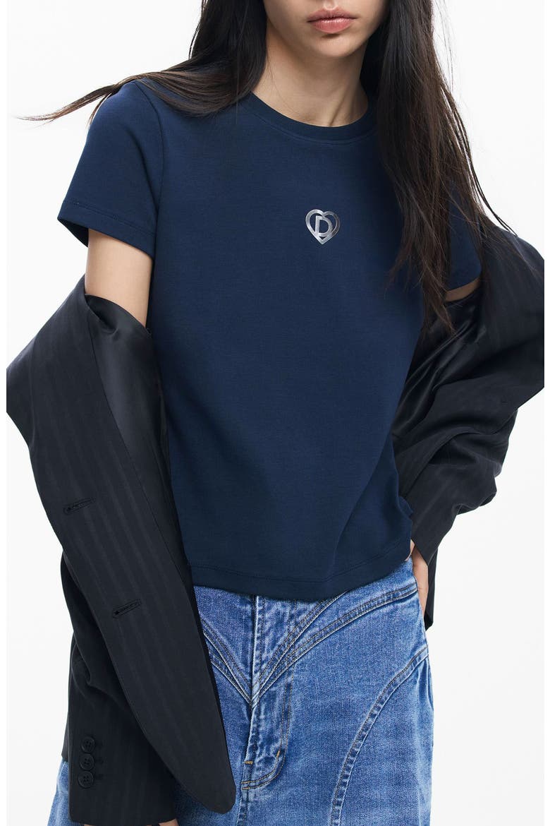 Monogram Cotton Graphic T-Shirt, Main, color, NAVY BLUE