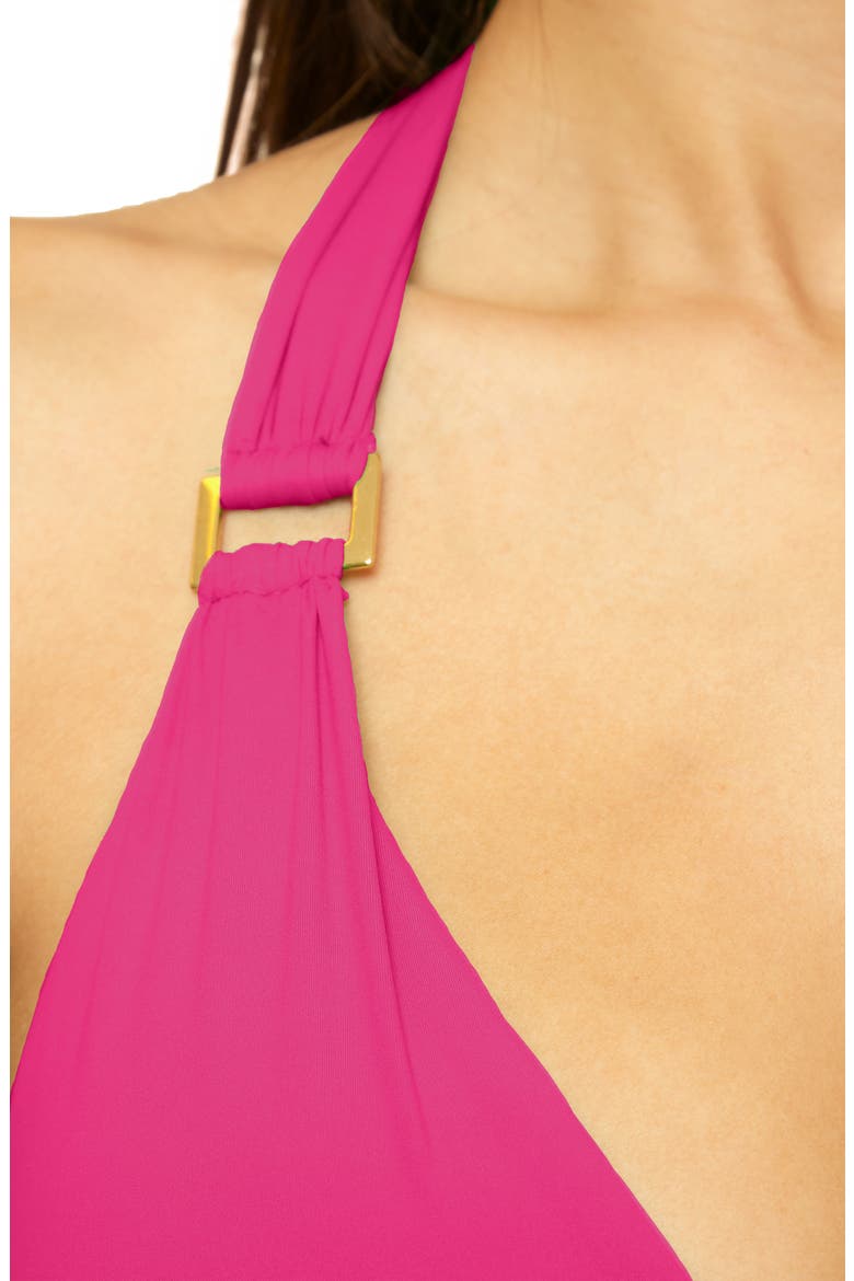 Sun Goddess Halter Bikini Top, Alternate, color, HOT PINK