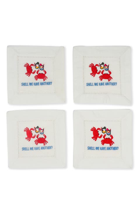 Set of 4 Embroidered Coasters