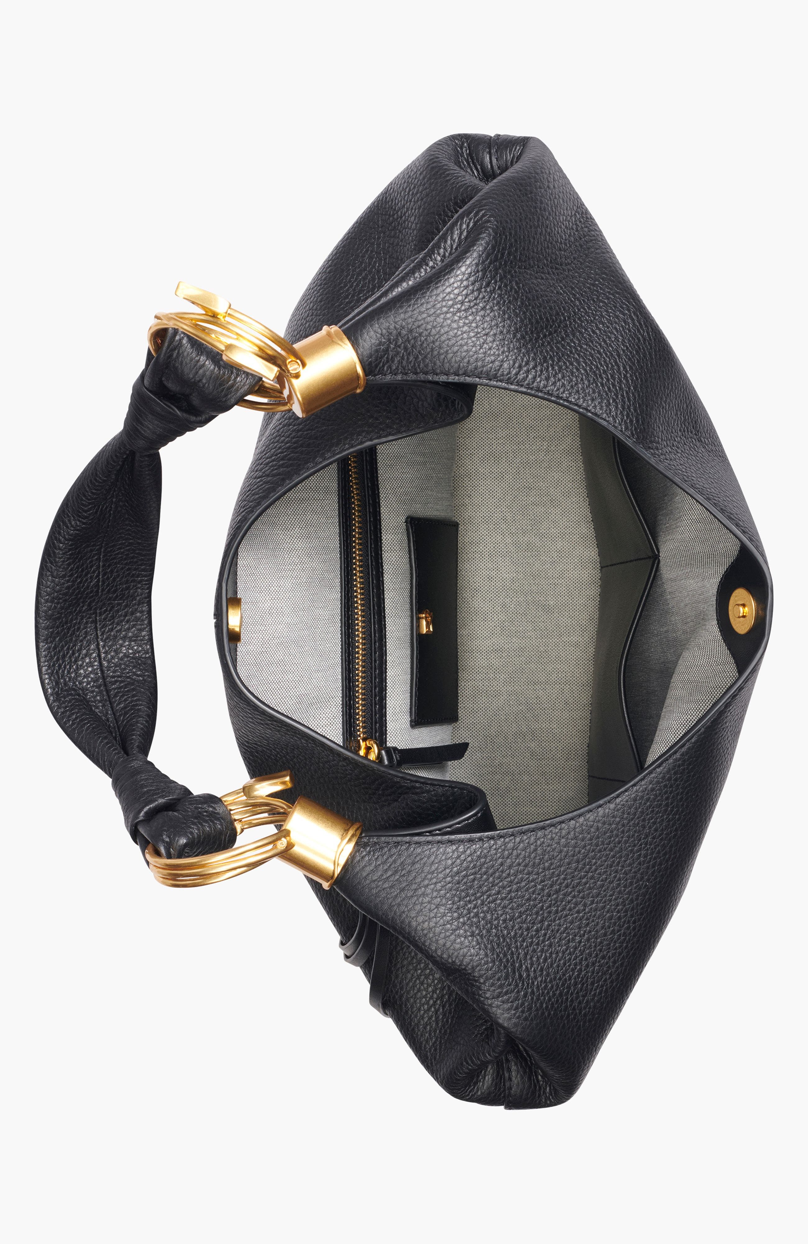 Donna Karan New York Tartan Hobo, Alternate, color, Blk/Gold