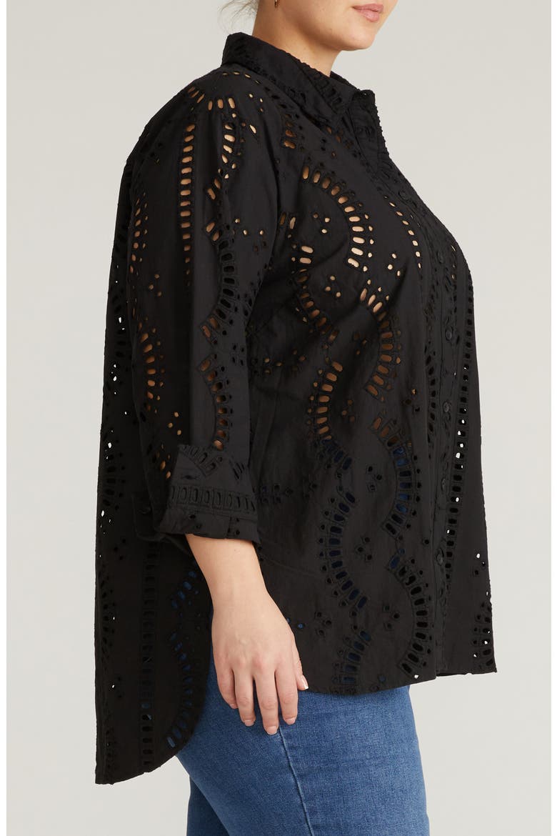 Embroidered Cotton Poplin Blouse, Alternate, color, BLACK