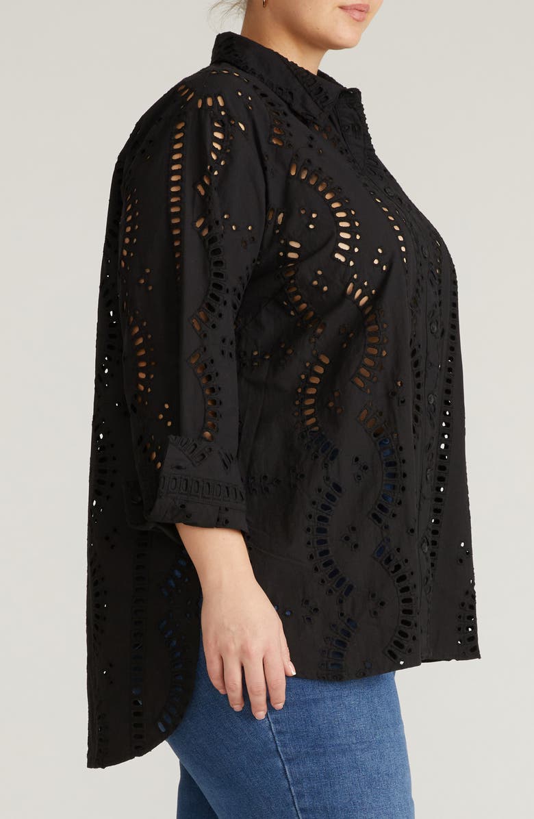 Universal Standard Embroidered Cotton Poplin Blouse, Alternate, color, Black