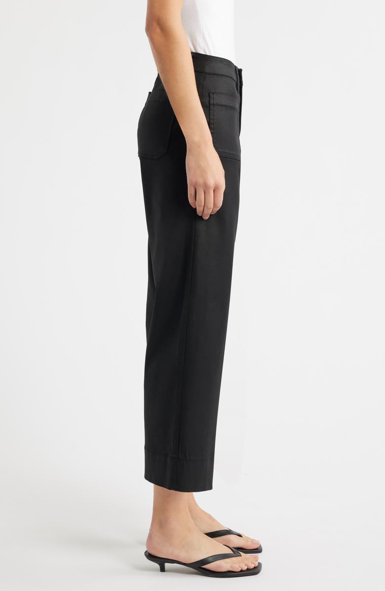 Liverpool Los Angeles Coated Patch Pocket Ankle Wide Leg Pants, Alternate, color, Black Coated