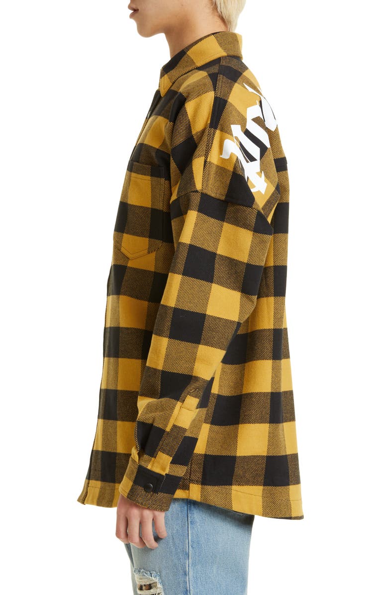 Palm Angels Oversize Buffalo Check Flannel Shirt Jacket, Alternate, color,