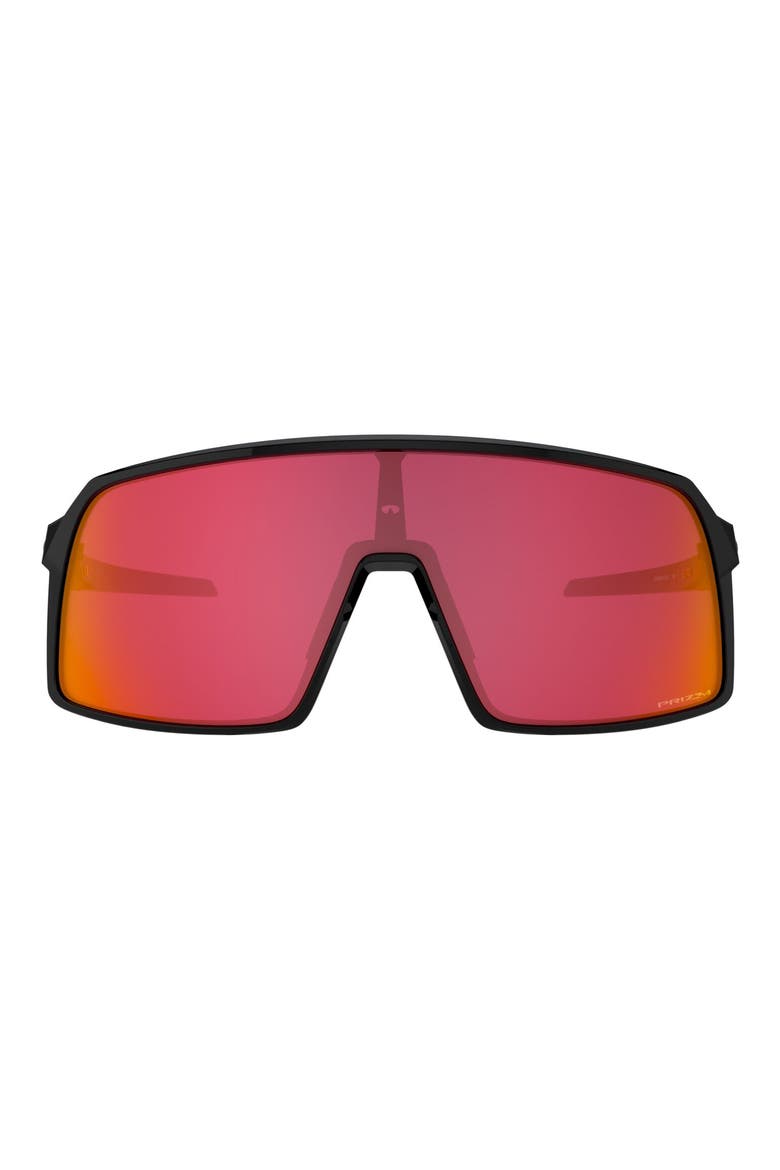 Sutro 137mm Prizm™ Shield Sunglasses, Main, color, SHINY BLACK