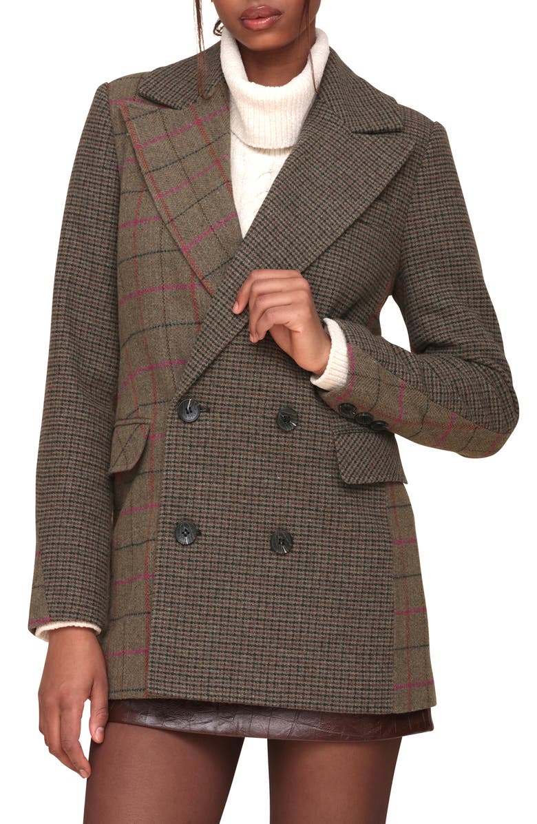 Avec Les Filles Patchwork Double Breasted Blazer, Main, color, 