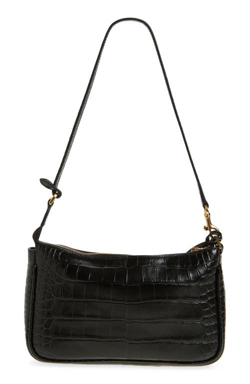 Balenciaga Rodeo Sling Croc Embossed Leather Pouchette In Black