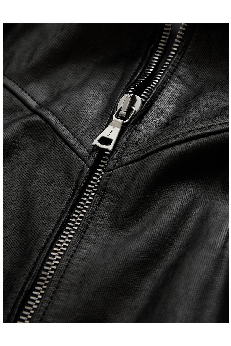 West Sheepskin Leather Zip-Up Moto Jacket, Alternate, color, BLACK