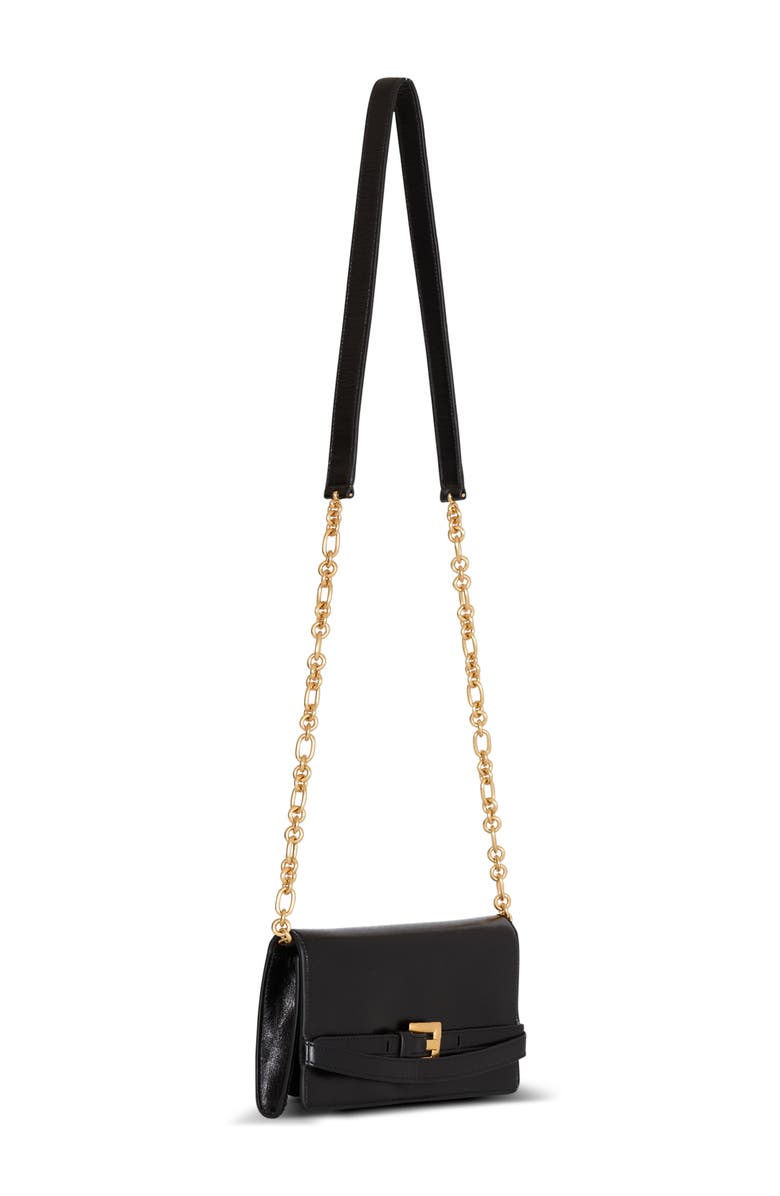 Balmain Shuffle calfskin wallet with chain, Alternate, color, Black