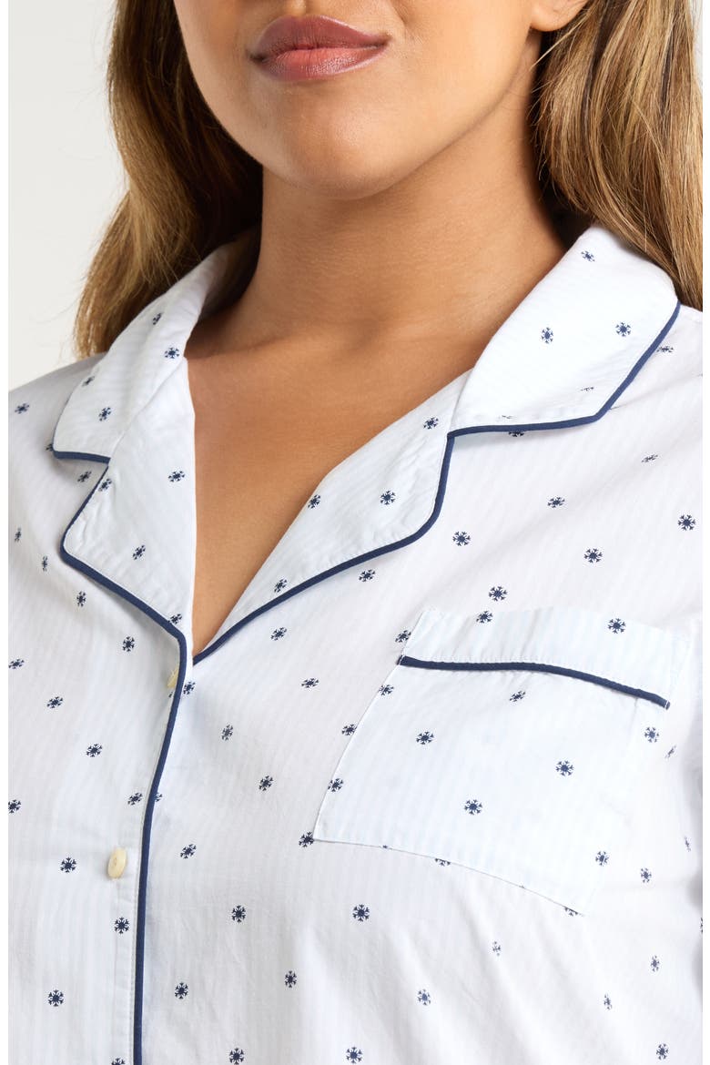 Classic Piped Cotton Nightshirt, Alternate, color, BLUE- NAVY SNOWFLAKE STRIPE