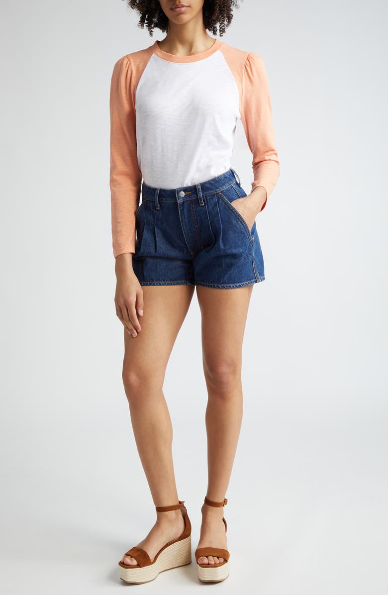 Veronica Beard Mason Colorblock Long Sleeve Cotton Baseball T-Shirt, Alternate, color, 