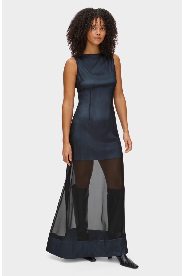 sheer silk dress Phan Huy Black SHEER LACE SILK DRESS WITH CUT-OUT TOP
