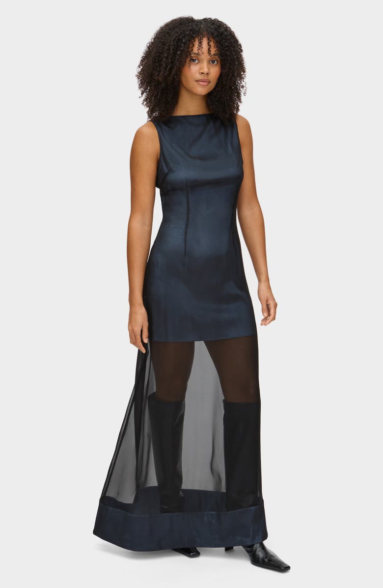 ALIGNE Amalie Sheer Silk Blend Maxi Dress, Alternate, color, Black