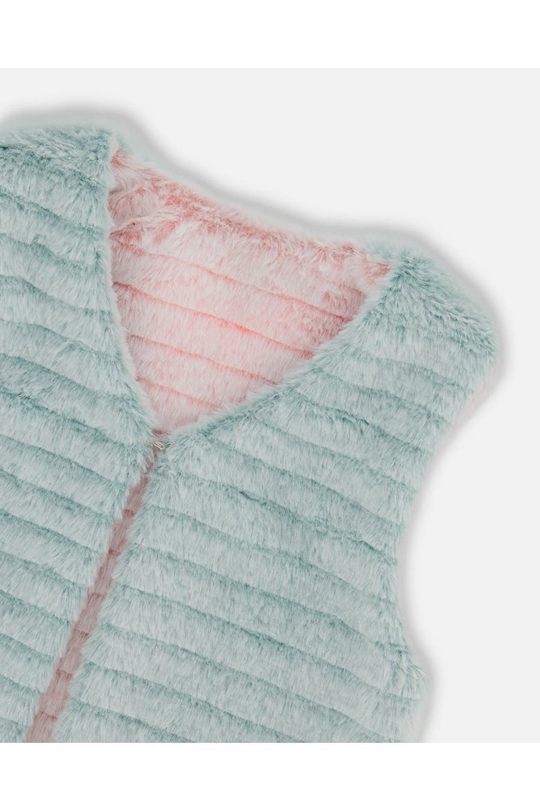Girl's Reversible Faux Fur Vest Pink And Turquoise, Alternate, color, Pink & Blue