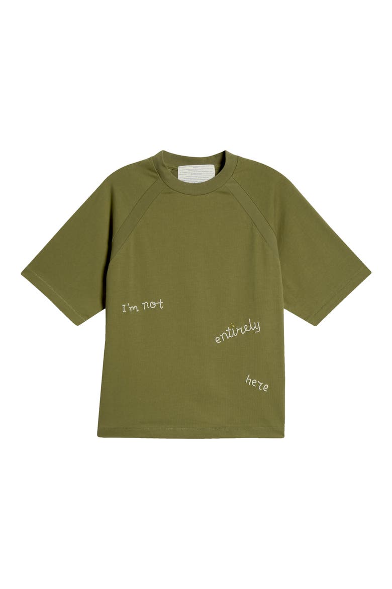 Not Here Oversize Embellished Cotton T-Shirt, Alternate, color, OLIVE GREEN