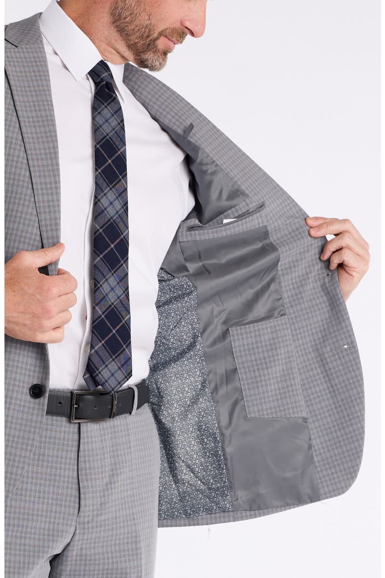 Light Grey Box Plaid Notch Lapel Suit, Alternate, color, GREY