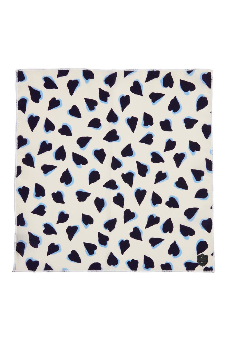 Navy & White Hearts Silk Pocket Square, Alternate, color, NAVY