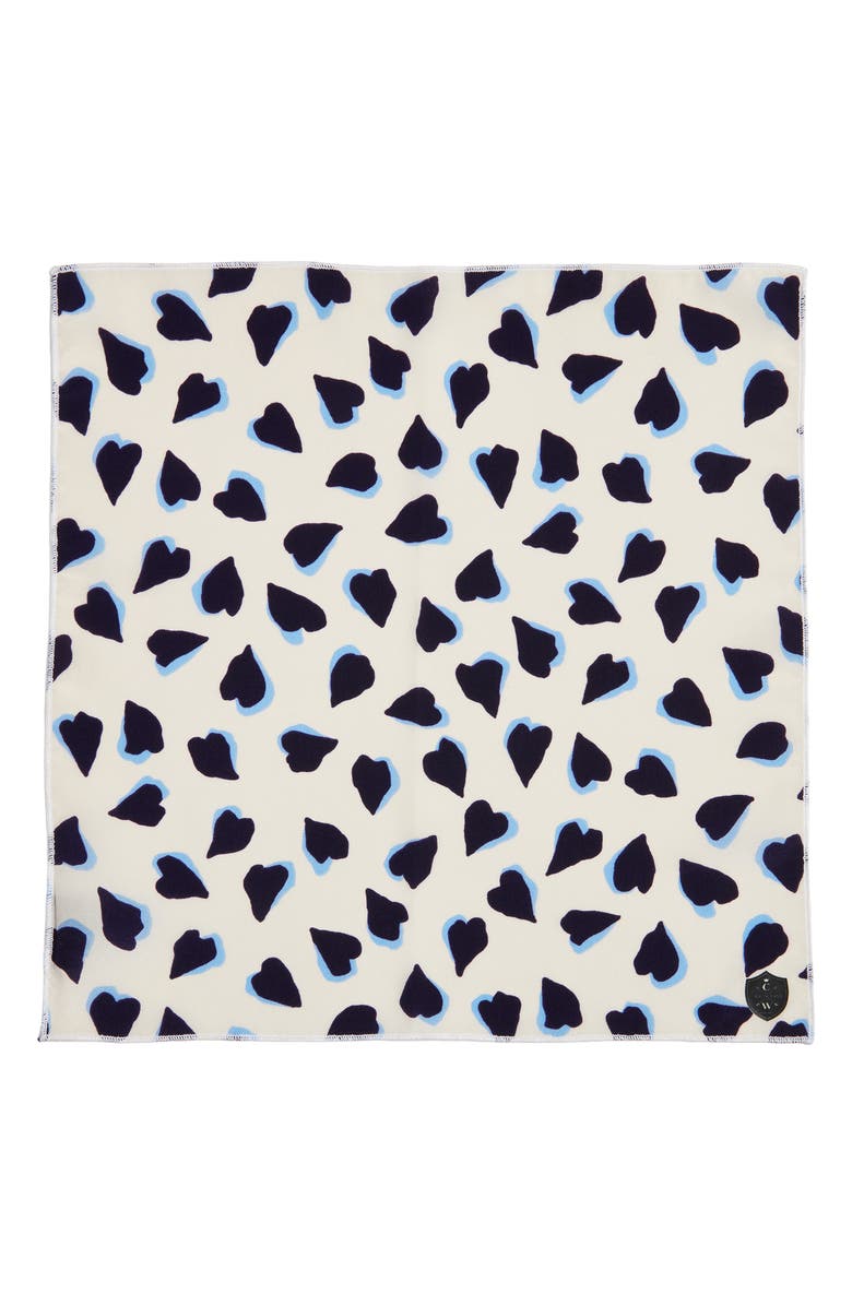 CLIFTON WILSON Navy & White Hearts Silk Pocket Square, Alternate, color, Navy