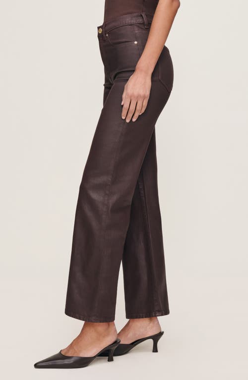Dl1961 Karmine Refined Wide Leg Sculptsystem High Rise Coated Jeans In Fig Coated In Brown
