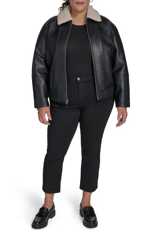 Levi's Faux Leather Bomber Jacket With Faux Shearling Collar In Black
