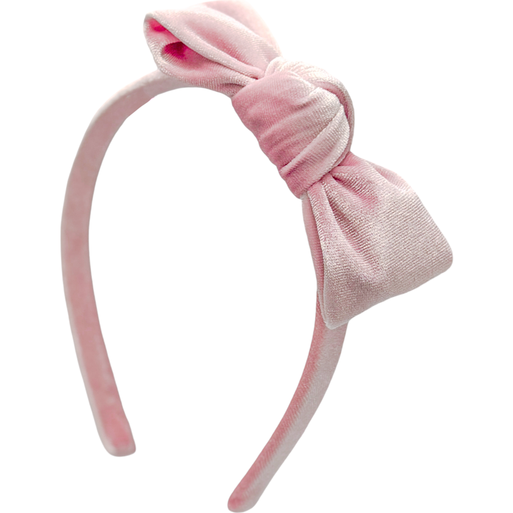 Bits & Bows Velvet Girls' Bow Headband In Pink