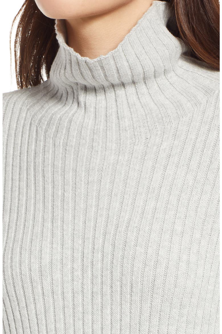 Turtleneck Ribbed Long Sleeve Sweater Dress, Alternate, color, GREY LIGHT HEATHER
