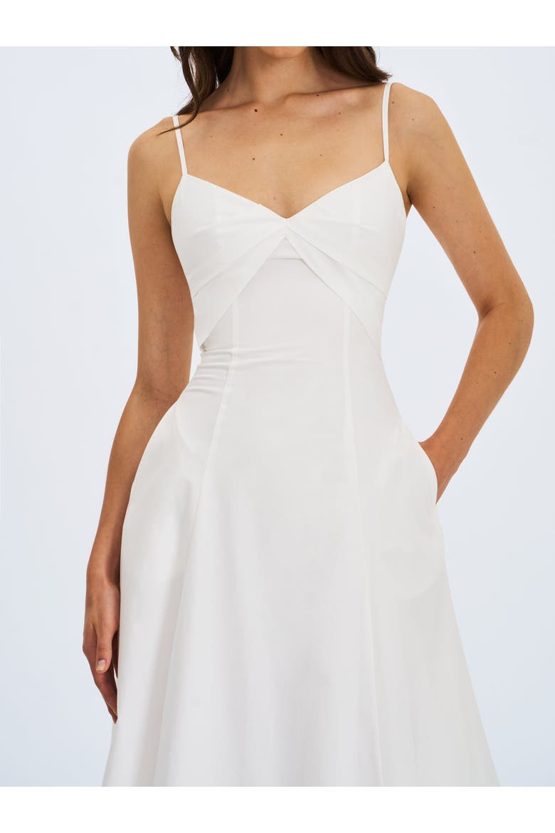 Corinne Poplin Flared Maxi Dress with Removable Bow, Alternate, color, White