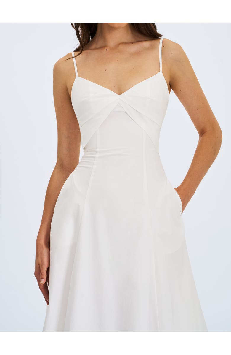 Miss Circle Corinne Poplin Flared Maxi Dress with Removable Bow, Alternate, color, White